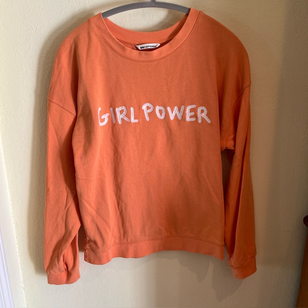 GIRL POWER Embroidered 100% Cotton sweatshirt Small